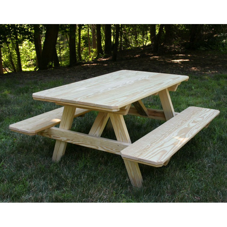 Red Barrel Studio® Pine Solid Wood 4 Person Picnic Table Wayfair
